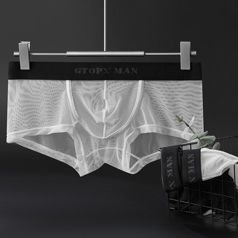 Personnalité Ice Silk U Convex Basse taille mince transparent Sexy Mesh Breathable Slips