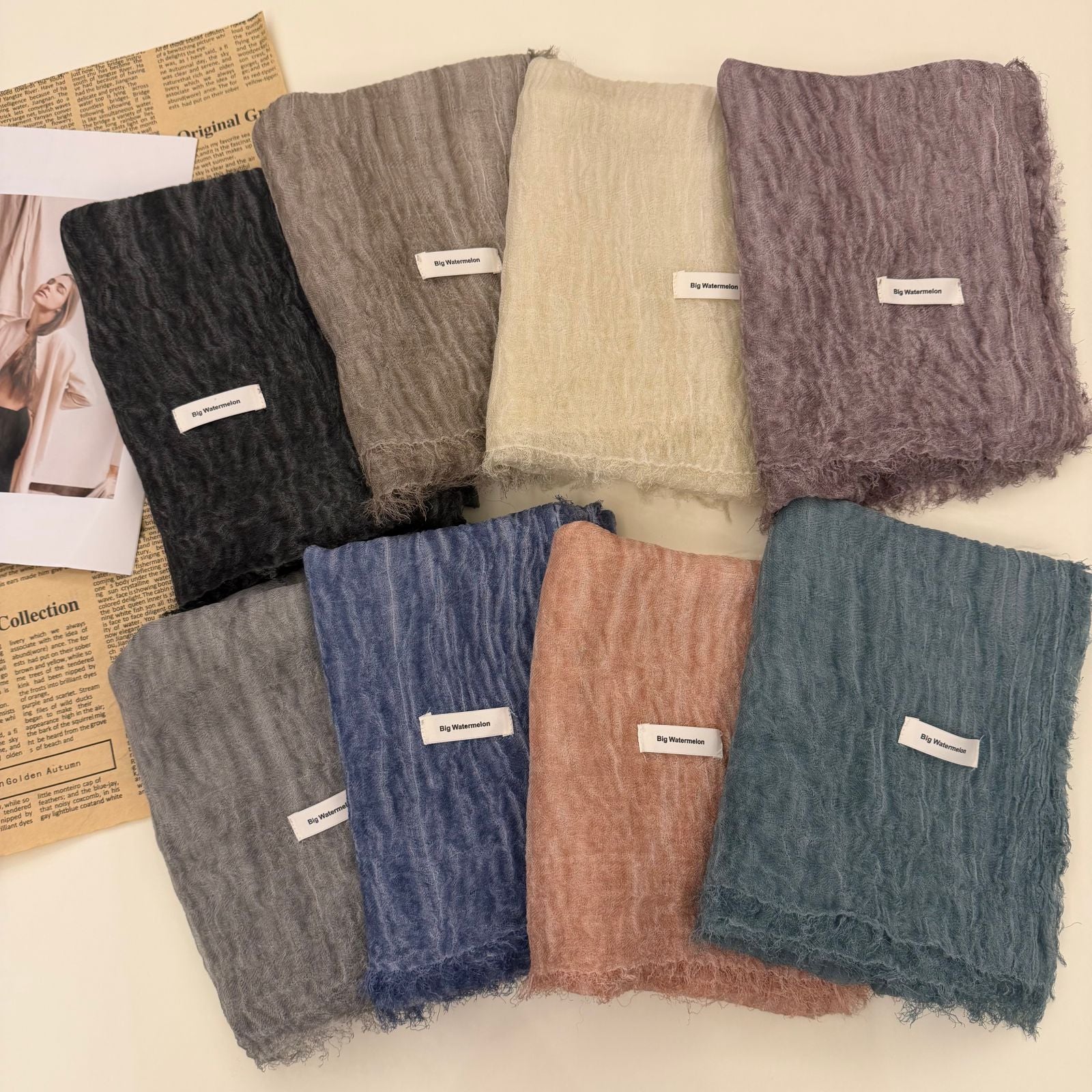 Écharpe chaude en coton plissée de style nouveau