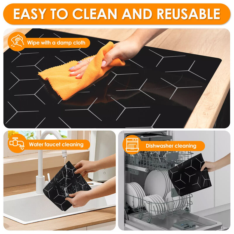 Large Hob Protector Mat 52 x 60cm Heat Resistant Silicone - Washable