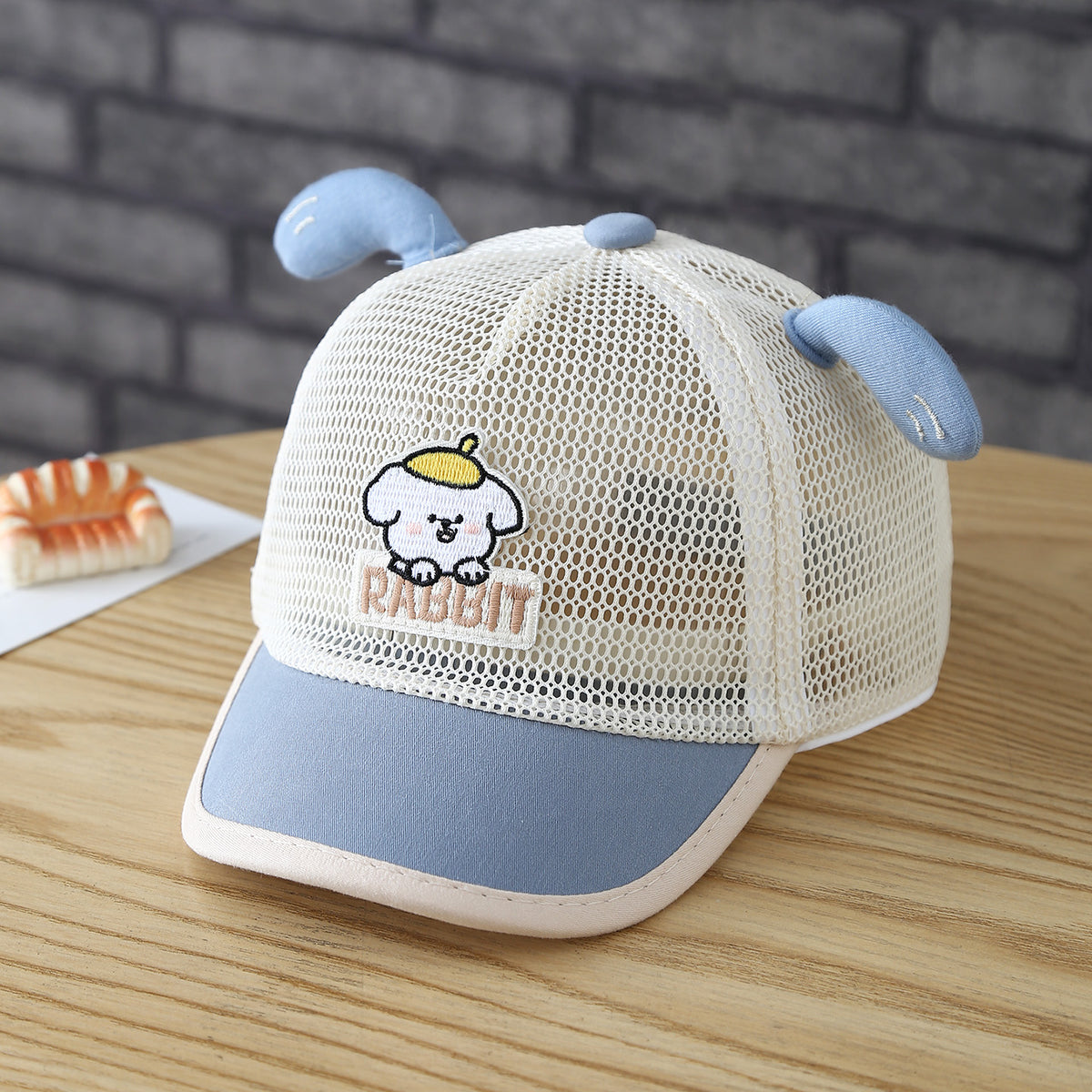 Cartoon d'enfants brodé animal et animal en forme d'oreille Breakable All-over Netted Bri