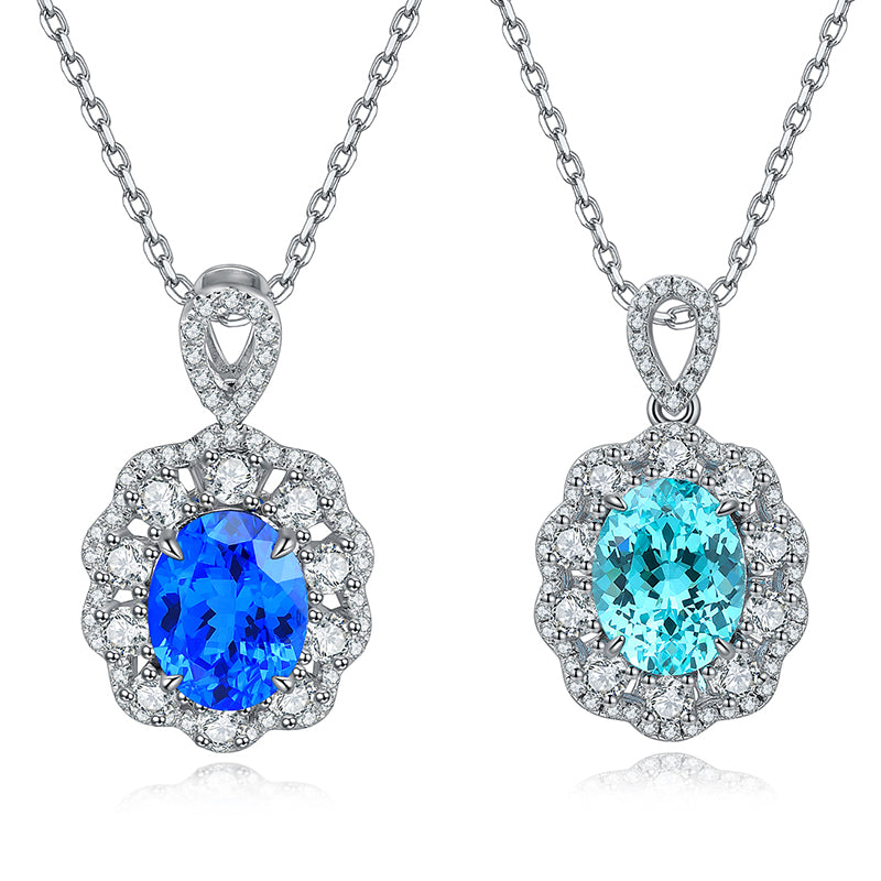 S925 Silver 4g Lab-Created Cobalt Spinel Paraiba Collier