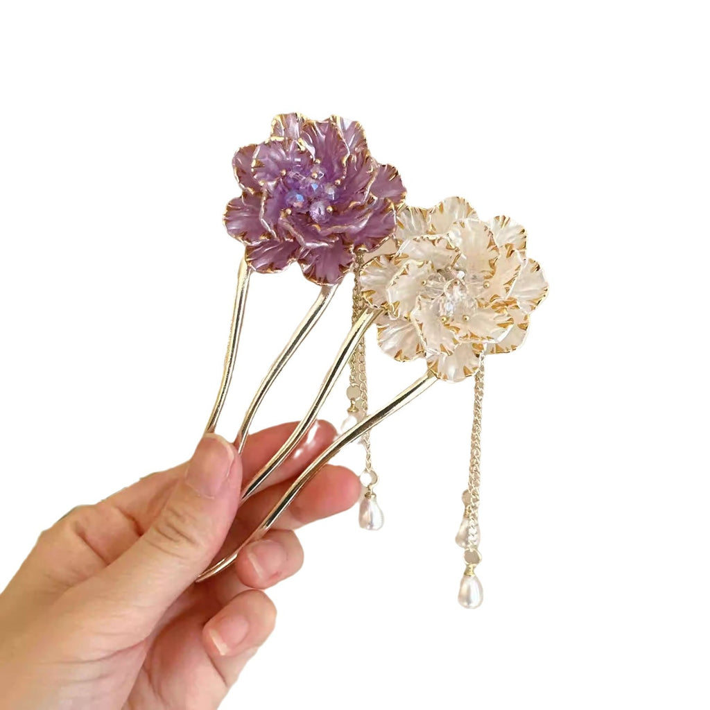 Femelle rétro exquise fleur de pivoine épingle à cheveux en U