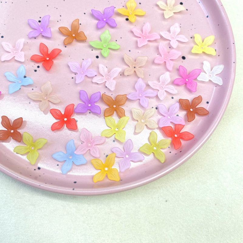 Perles de fleurs acryliques 4-Petal givrées