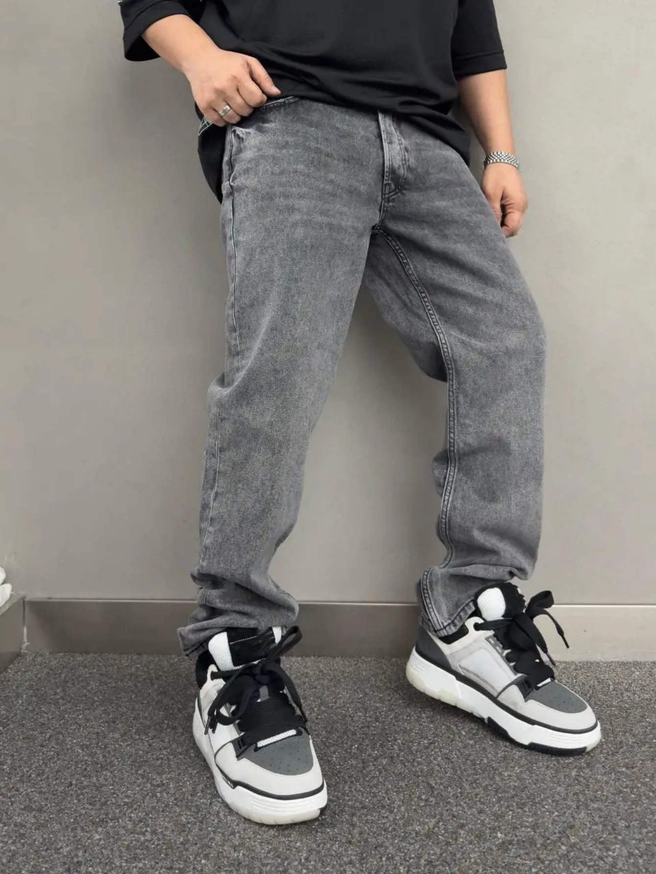 European And American Street BIKER JEANS Fashion Brand Ma Ying High Street Hommes JEANS Loo