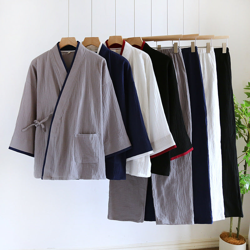 Hommes Kimono Hanfu Pure Cotton Gauze Pajama Set
