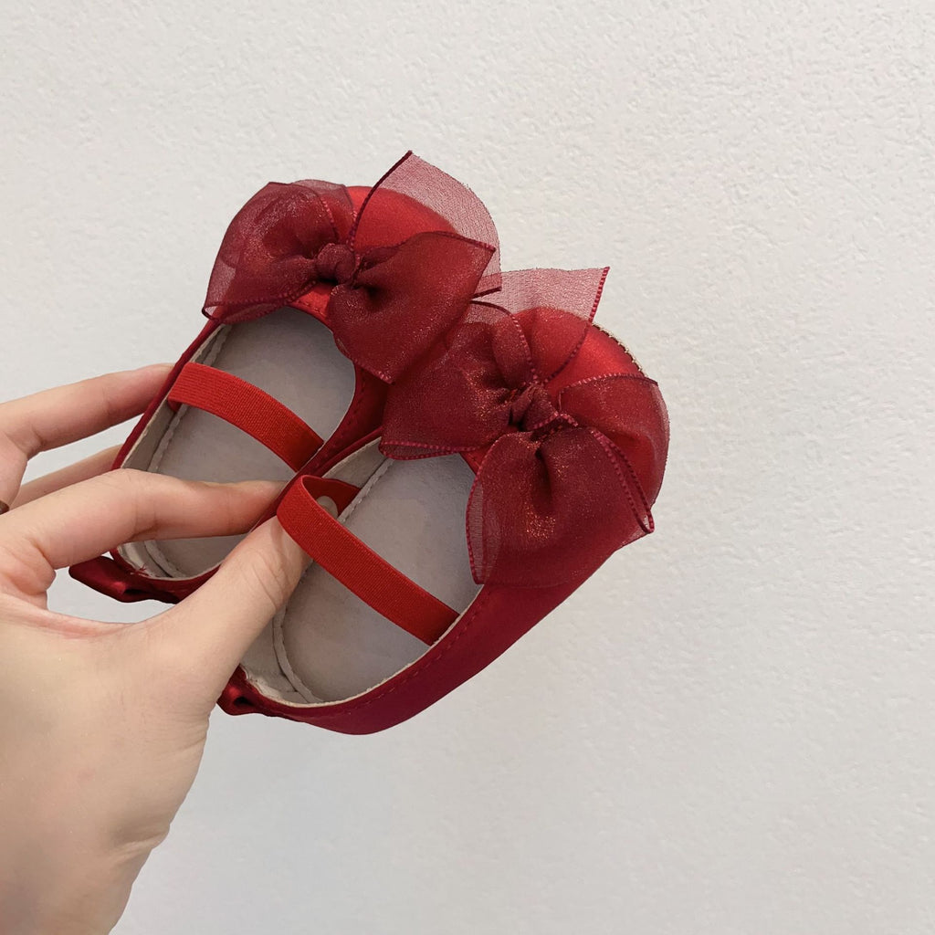 Princess Toddler Soft Bottom Pumps Bow Velcro Chaussures de petit tissu