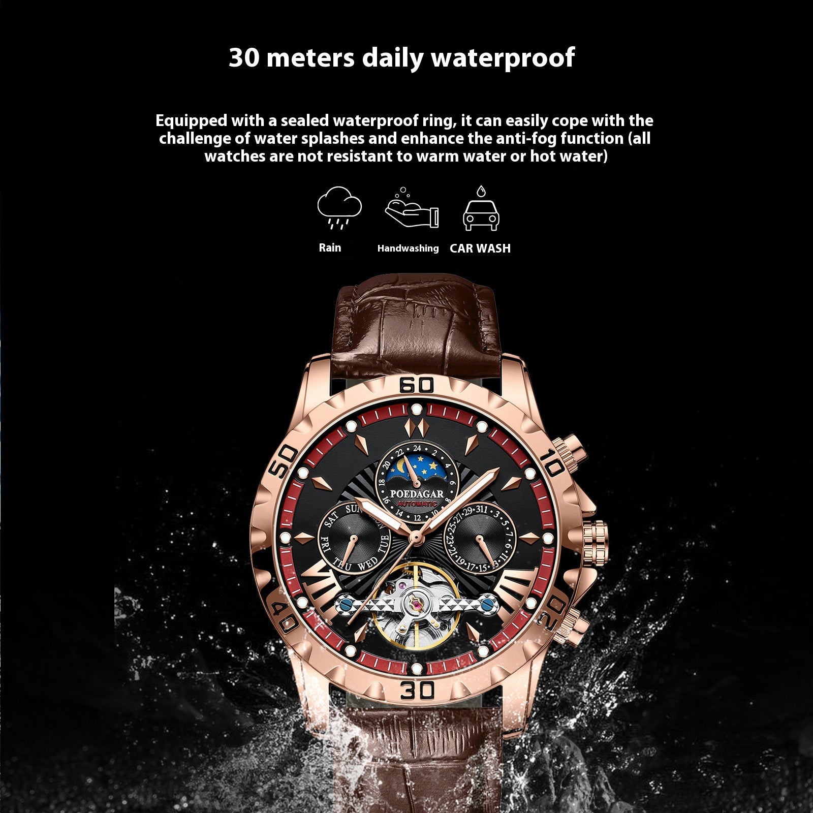 Machinerie automatique de luxe de montre pour hommes