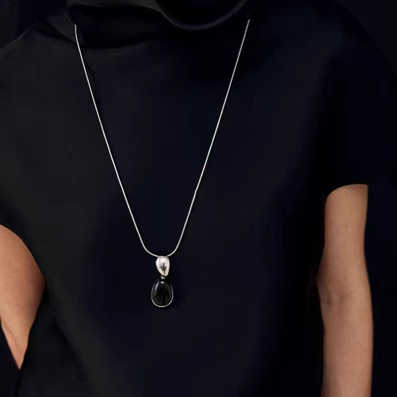 Chinese Style Accessoires Irrégulier Pointage Noir Onyx Collier Femmes