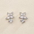 Boucles d'oreilles de fleurs marquise 4-Petal femmes CZ