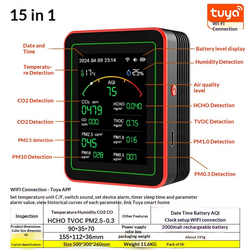 Portable air quality monitor that can detect carbon dioxide