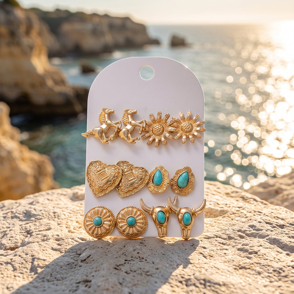6 paires de boucles d'oreilles de style bohème pour femmes