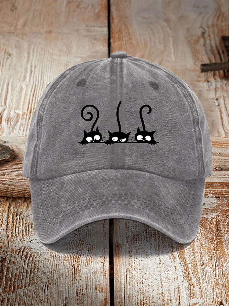 Chapeau imprimé en coton lavé Style distrait Hommes Vintage