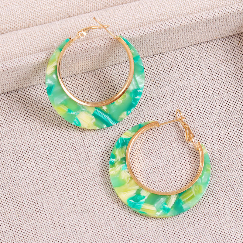 Designer Inspired Couleur Block Acétate Large C Boucles d'oreilles Acrylique Stud