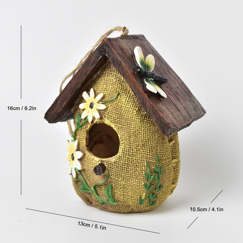 Rustic Birdhouse Jardin extérieur Décoration Oiseaux nid Sculpture Cour ornement