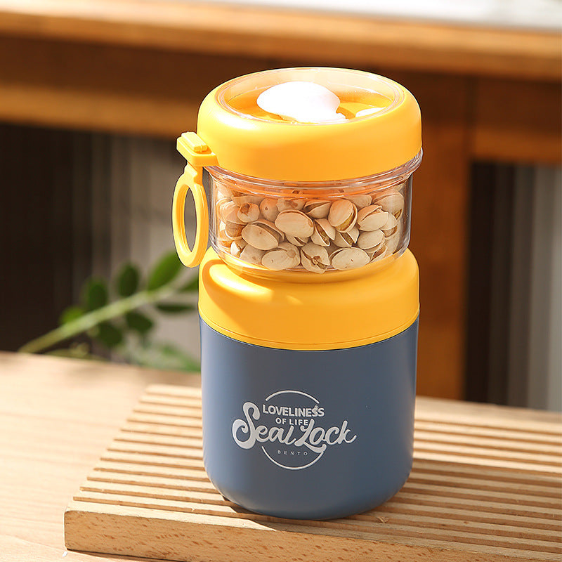 Mug de petit déjeuner en acier inoxydable avec couvercle