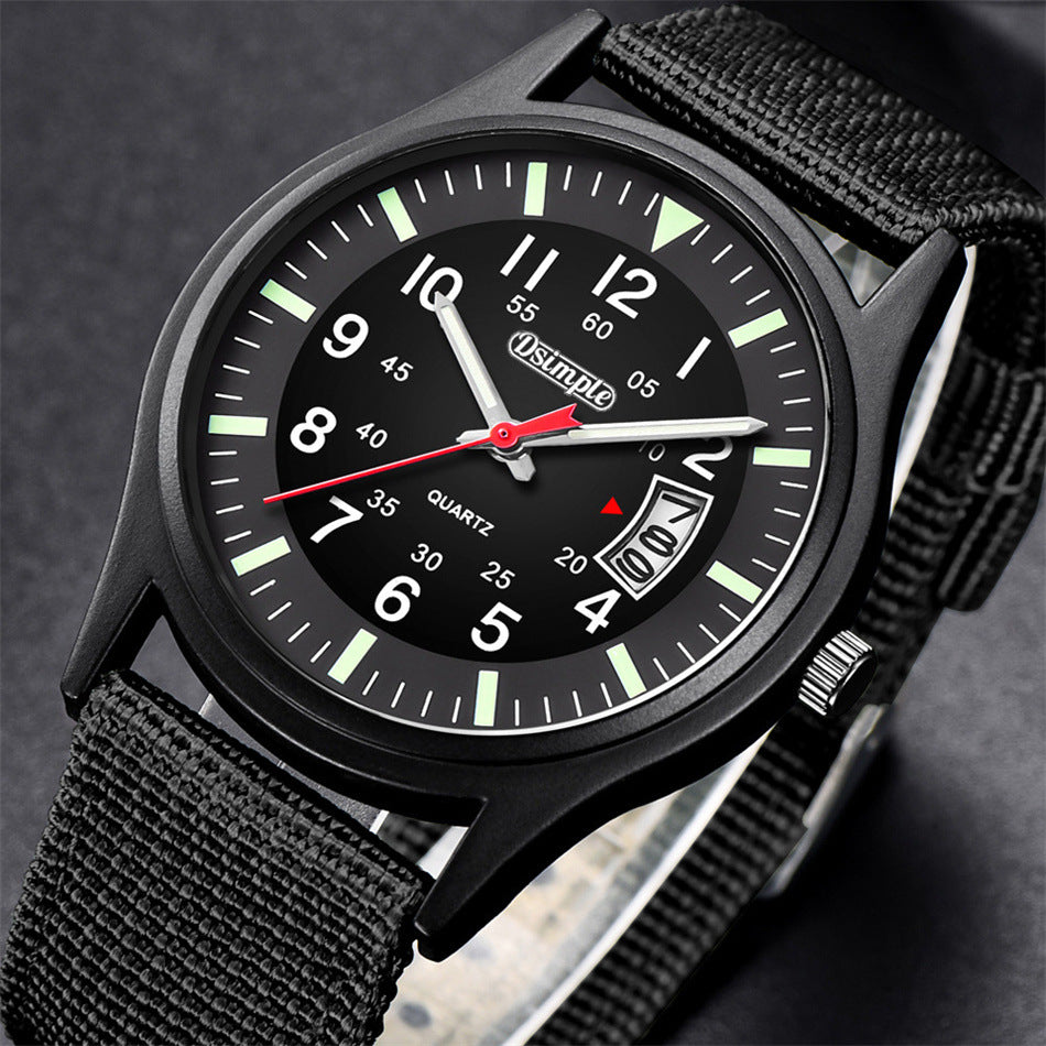 Montre à quartz en nylon lumineux pour hommes