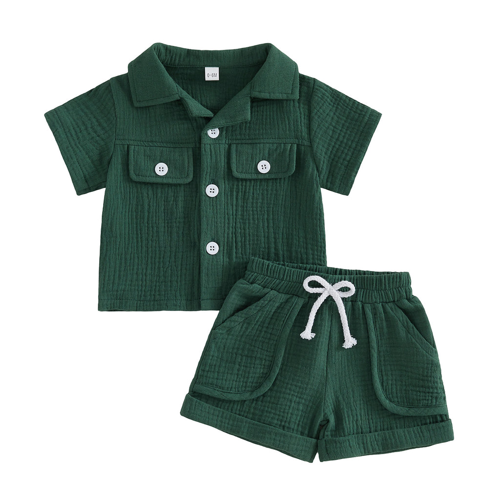 Shorts à manches courtes Set de lapel Ensemble de deux pièces