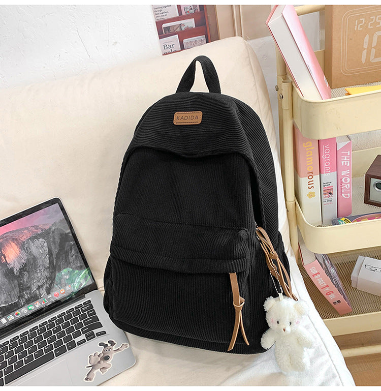 Sac à dos Corduroy de style Harajuku pour les cours de collège