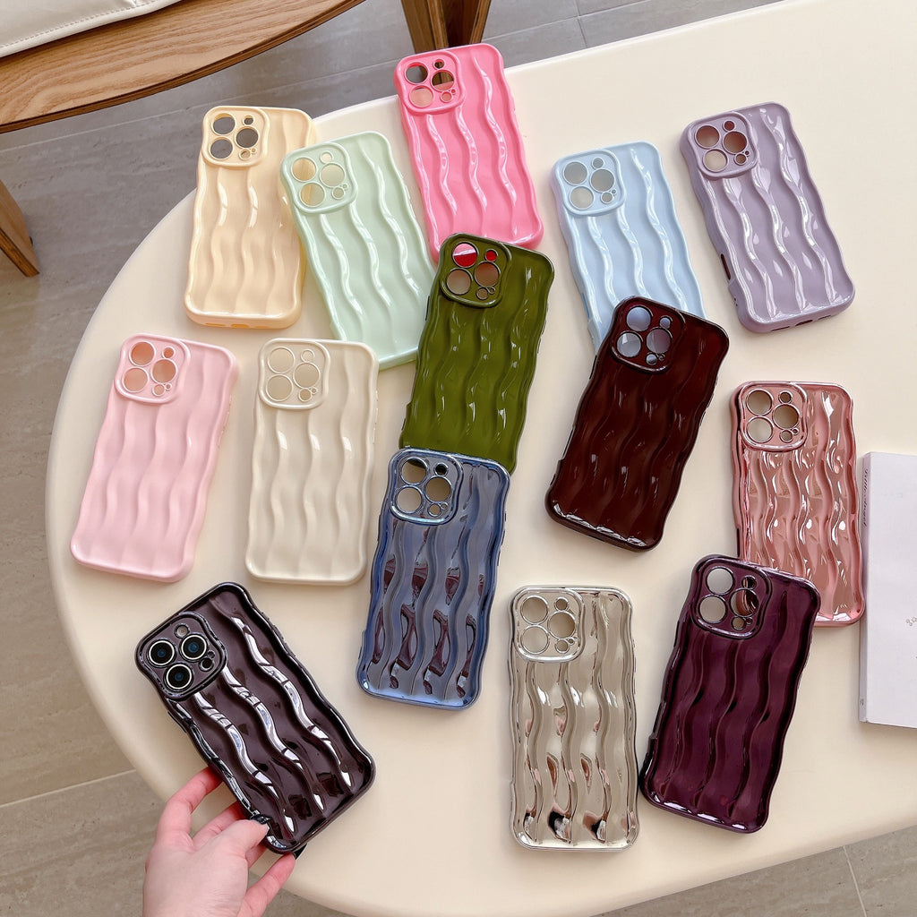 Haute qualité Wave Stripes Phone Case Solid Color Simple