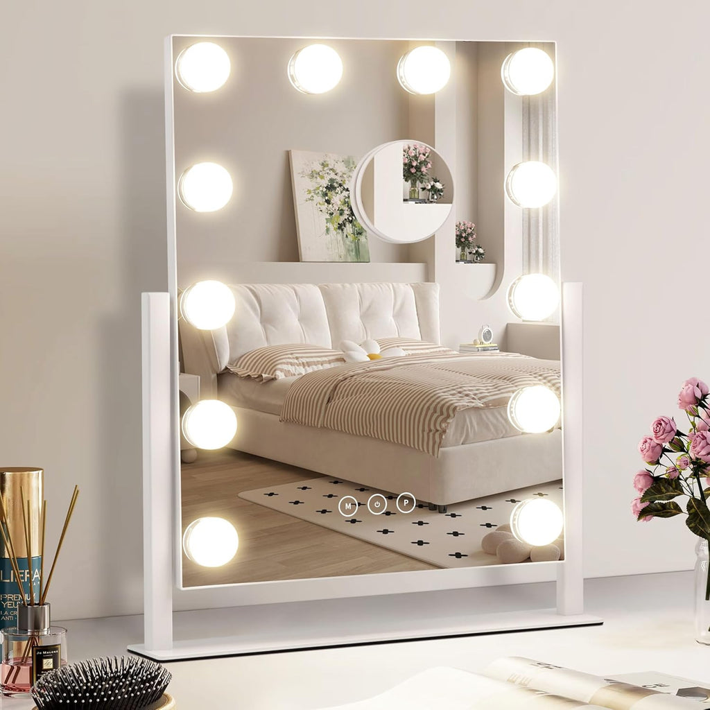 Miroir de vanité de table avec ampoule intégrée