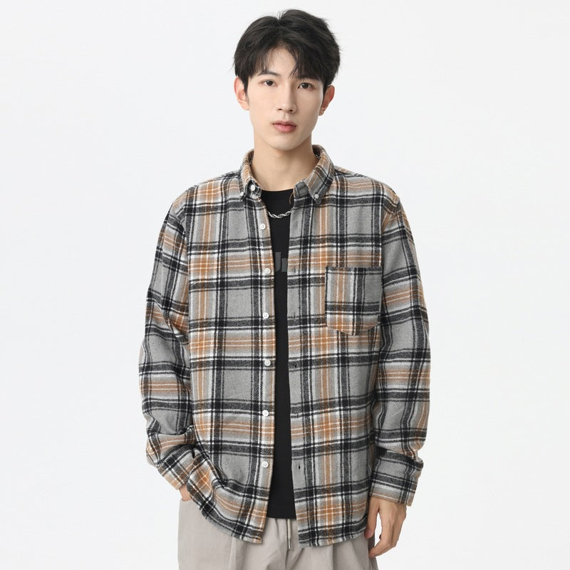 Chemise à volant brossé pour homme
