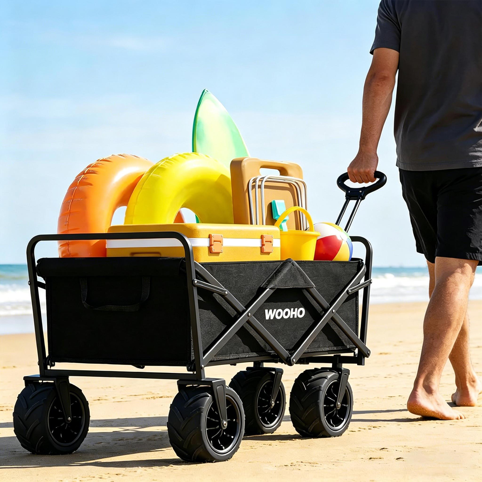 Remorque de Camp multifonctionnelle pliable Grande capacité Camping en plein air Plage Trolley Availab