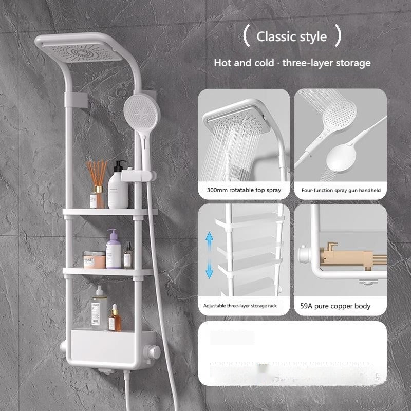 Thermostatique Digital-display Back Massager Salle de bain domestique Table de douche pour le bain et