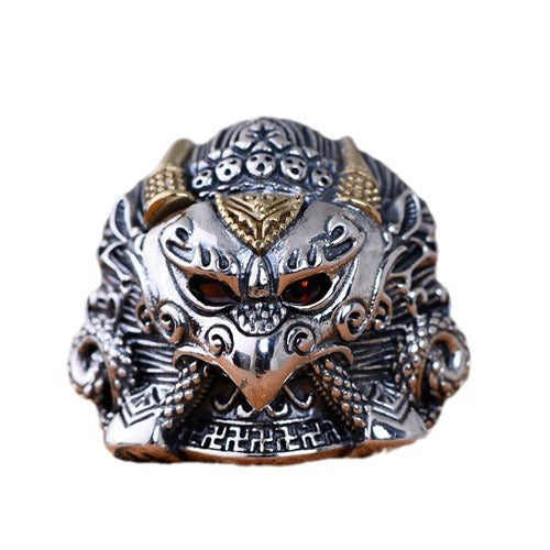 S925 Silver Vintage Anneau pour hommes réglable et tendance