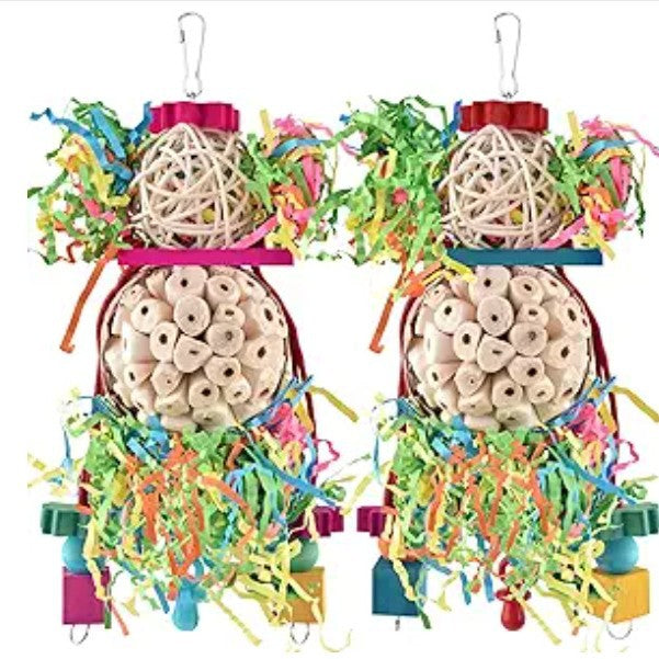 Jouets pour perroquet Balle de paille Accessoires de cage d'oiseau en bois