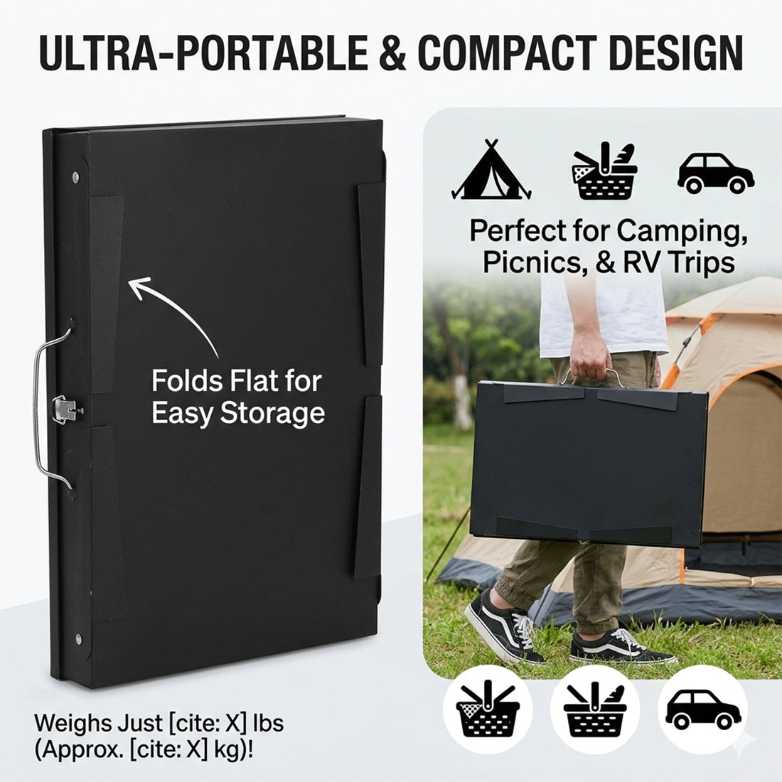 Portable pliant Charcoal barbecue Barbecue Camping Grill Voyage Picnic Outdoor UK