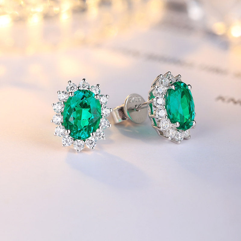 S925 Argent 3.1g Boucles d'oreilles Ruby Sapphire Emerald Paraiba