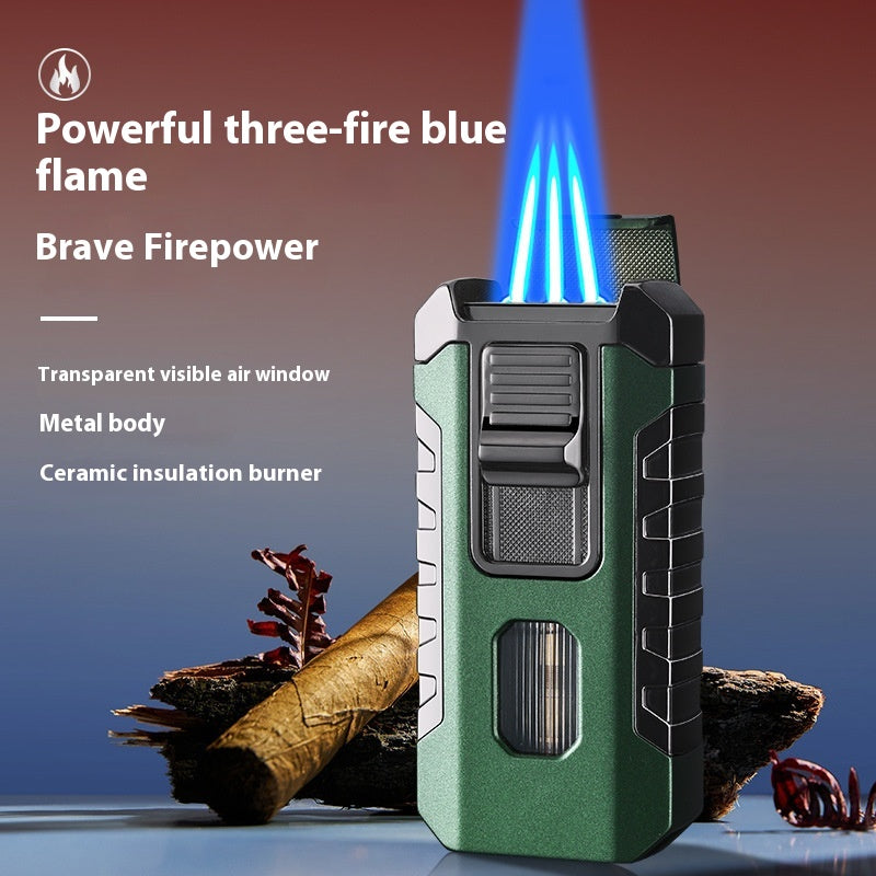 Trois lumières de flamme bleu feu droit