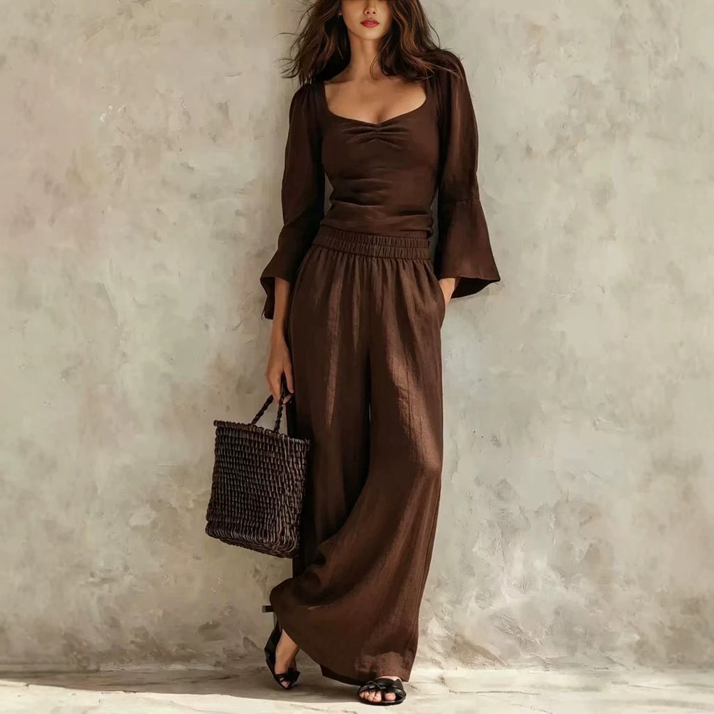 Pantalons élastiques et top set pour femmes
