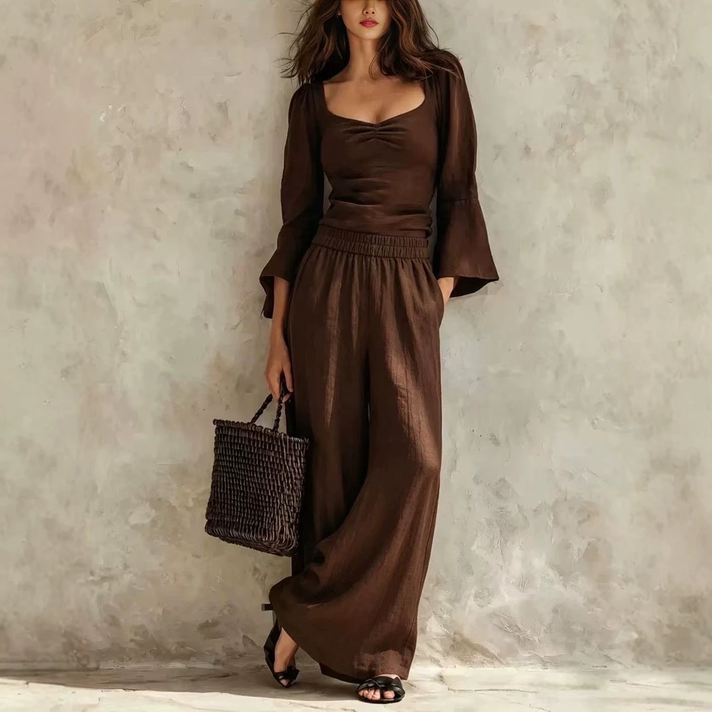 Pantalons élastiques et top set pour femmes