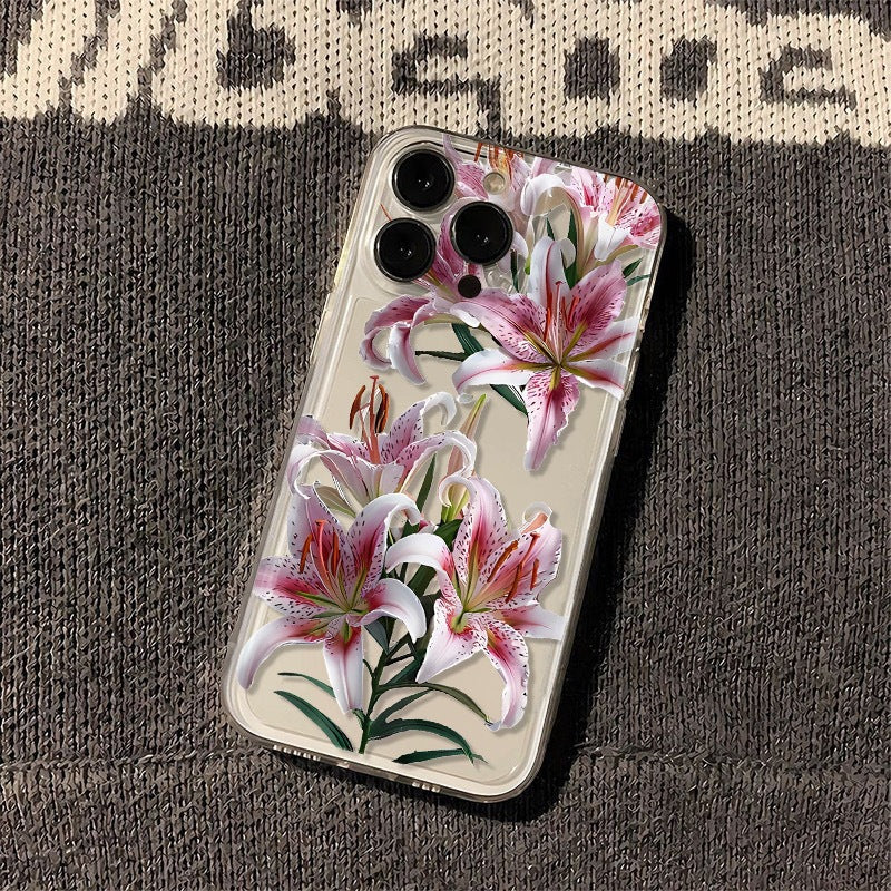 Étui téléphonique versatile transparent TPU Fleur