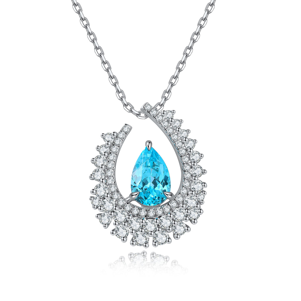 S925 Collier de pierre gemme en argent 4g créé en laboratoire