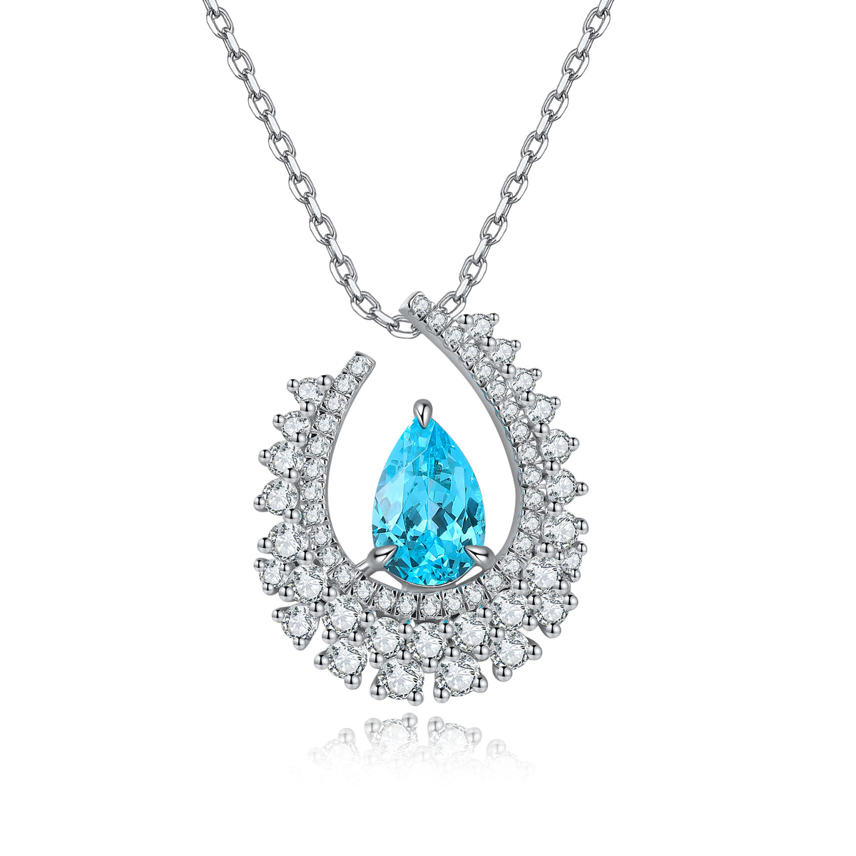 S925 Collier de pierre gemme en argent 4g créé en laboratoire