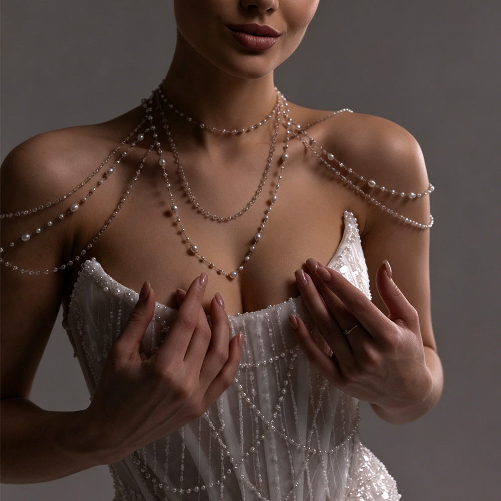 Collier d'épaule en perles multicouches, mode européenne et américaine