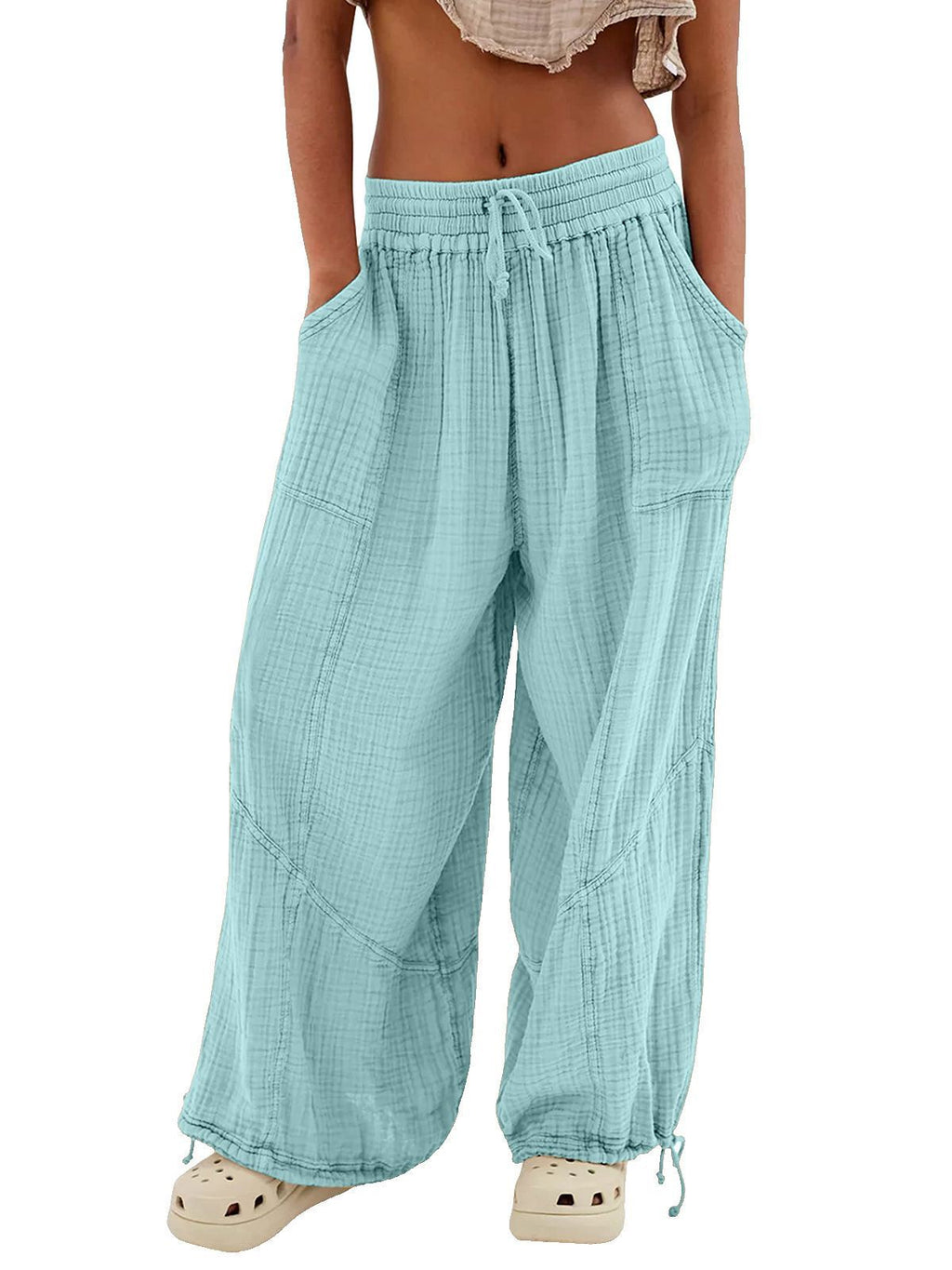 Pantalon de jambes large couleur pour femme