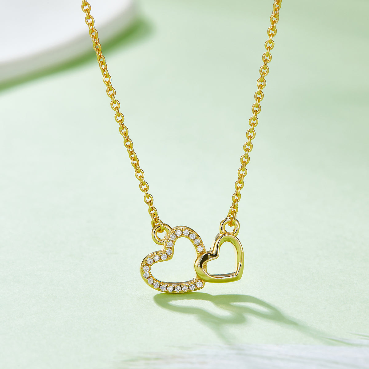 2.6g S925 Sterling Silver Moissanite Heart Necklace 45cm 21 Stone Wrapped Hearts Pendant