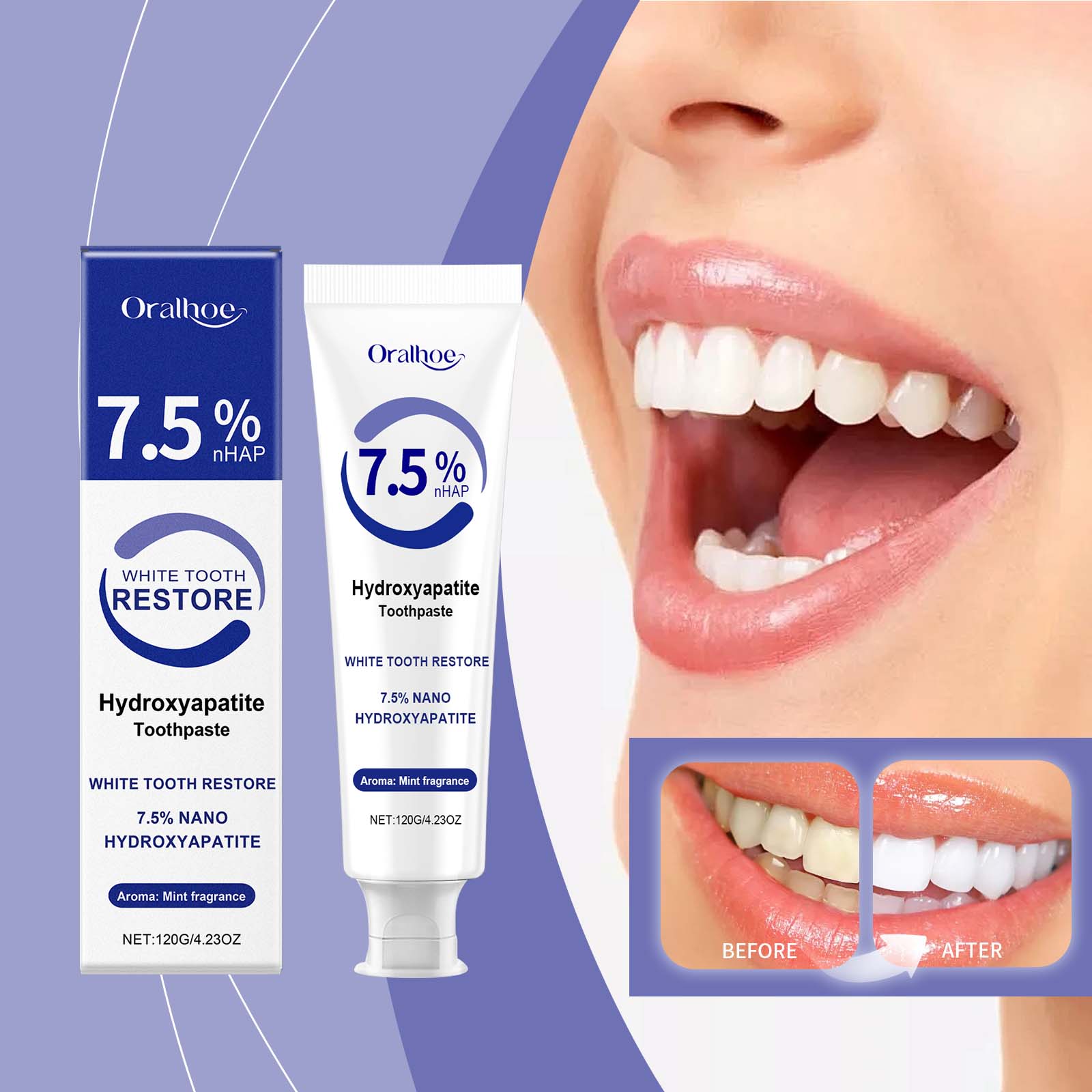 Dents anti-cavité Blanchiment Soins Dentifrice 120g 1box