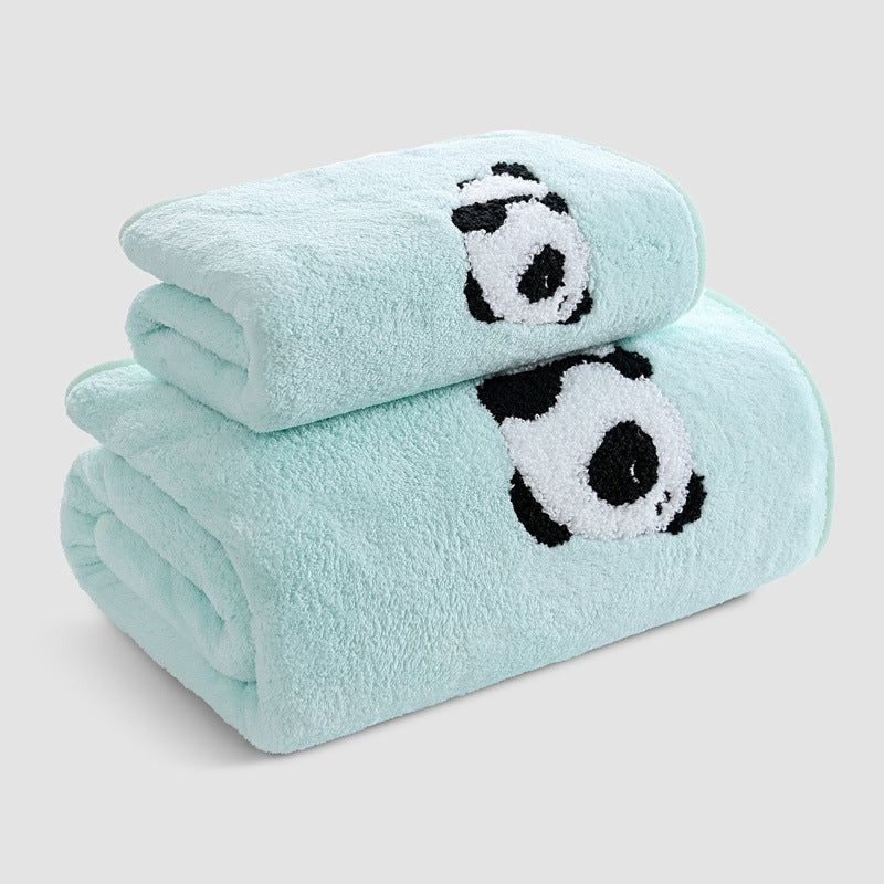 Coral Velvet Panda Broderie couvre doux et absorbant