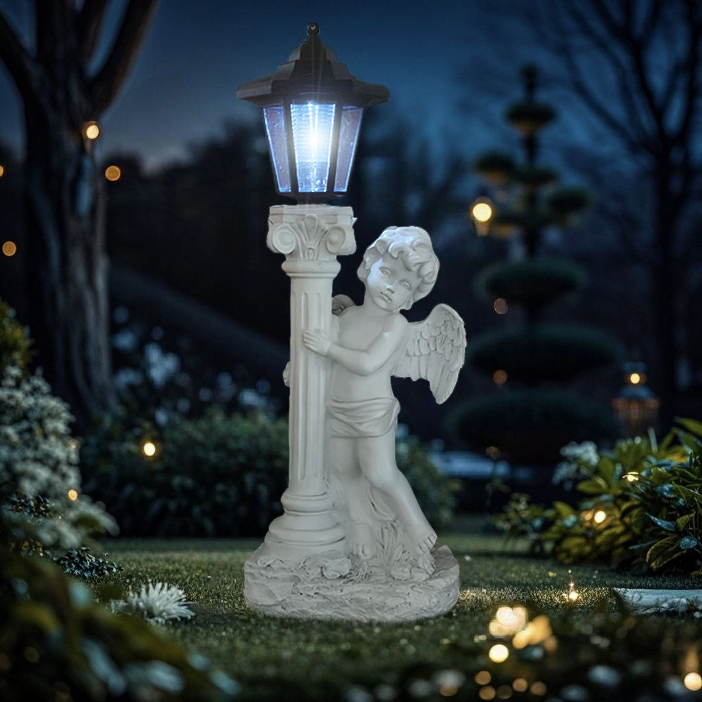 Ancienne colonne romaine Angel Lampe solaire ornement Jardin Balcon Paysage Lumière