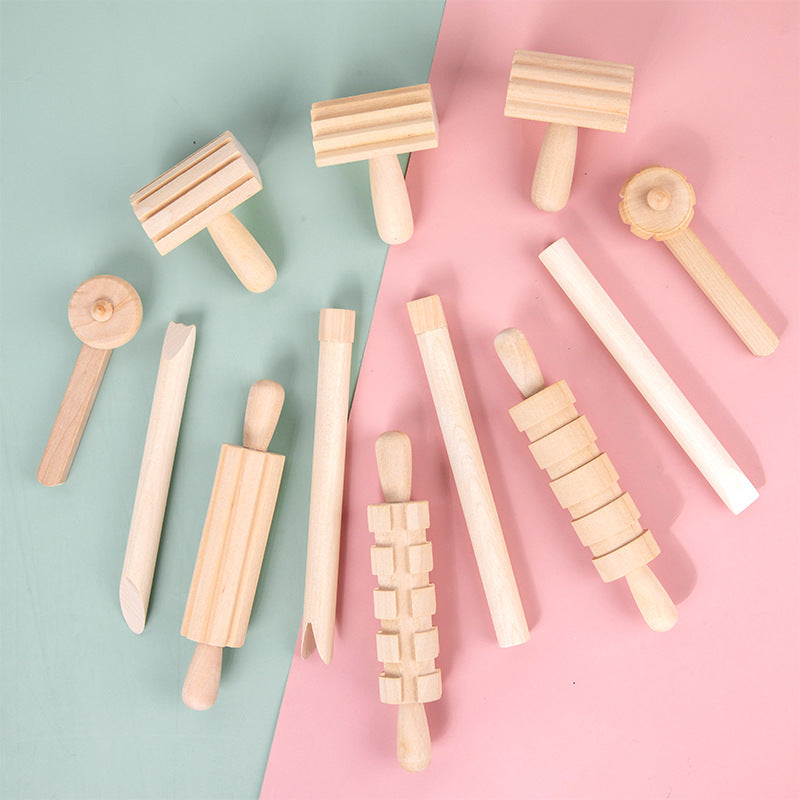 Ensemble de jouets de joint de rouleau d'épingle à rouleaux en bois massif