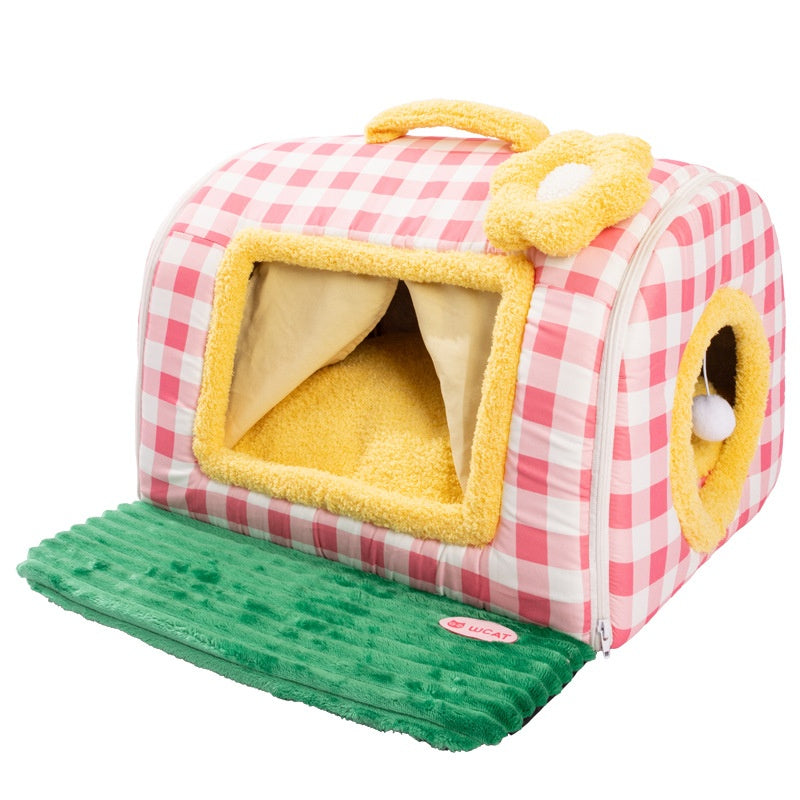 Animaux de compagnie Portable Courbé Maison Nid Petit à moyenne taille chien lit et lit de chat