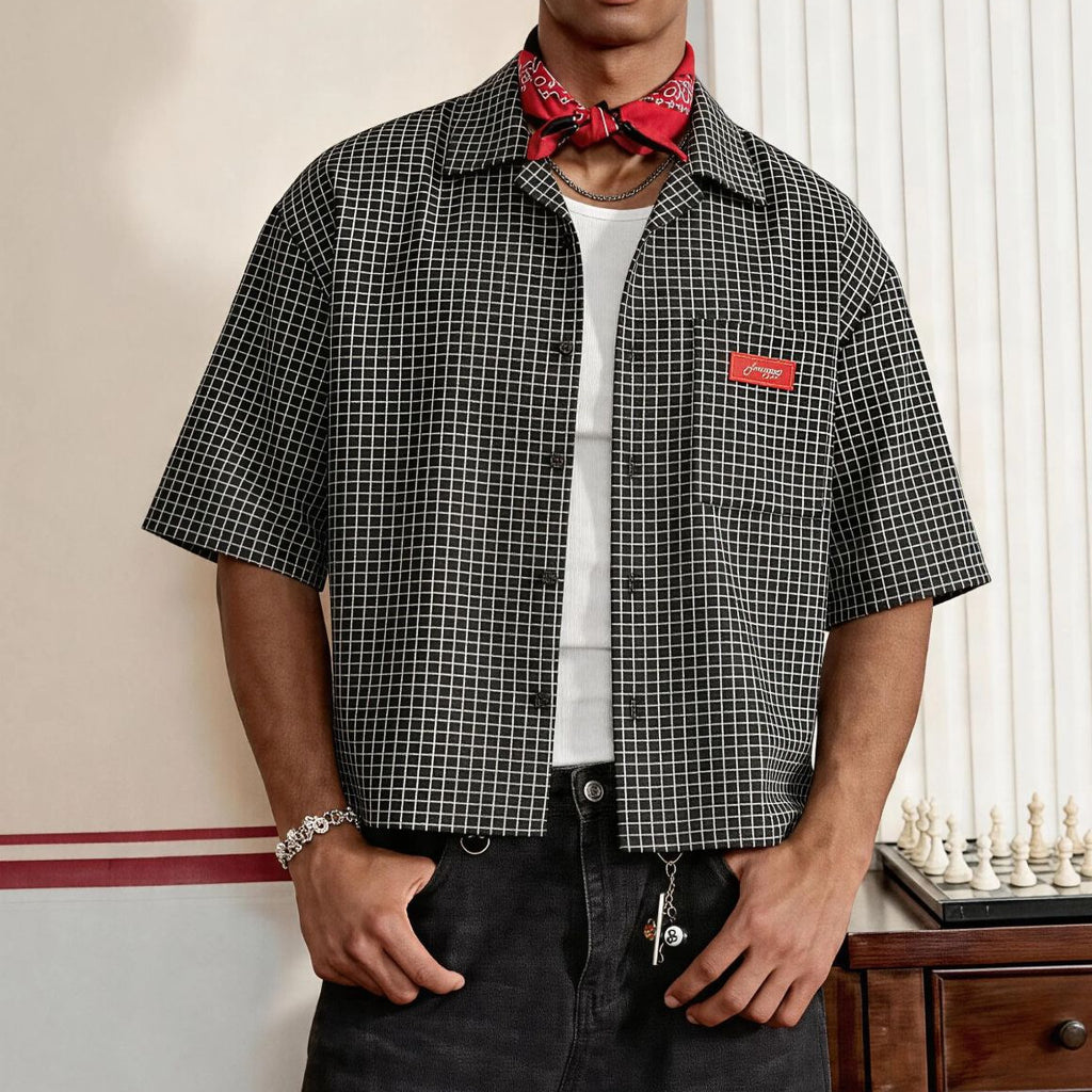 Chemise à manches courtes en Plaid Mode homme