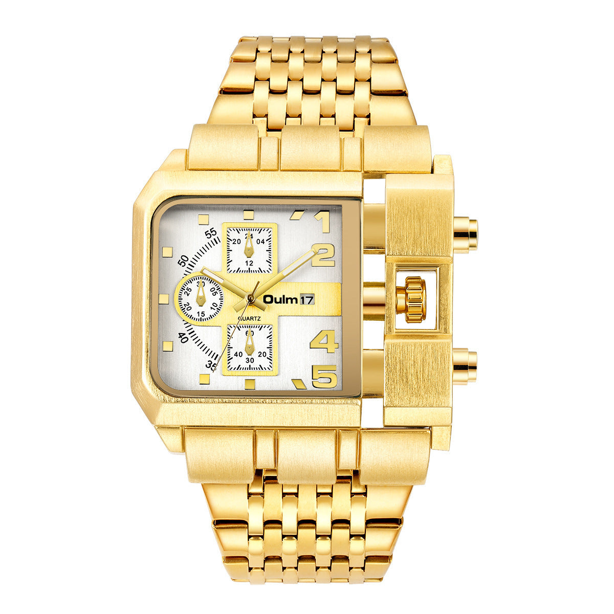 Montre homme à quartz carré en acier avec calendrier