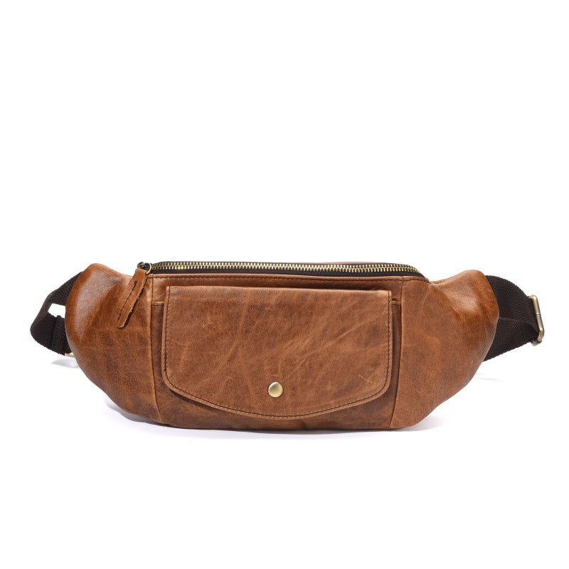 Rétro Casual Légume Tanné Plein grain Cuir Cowhide Poitrine Sac