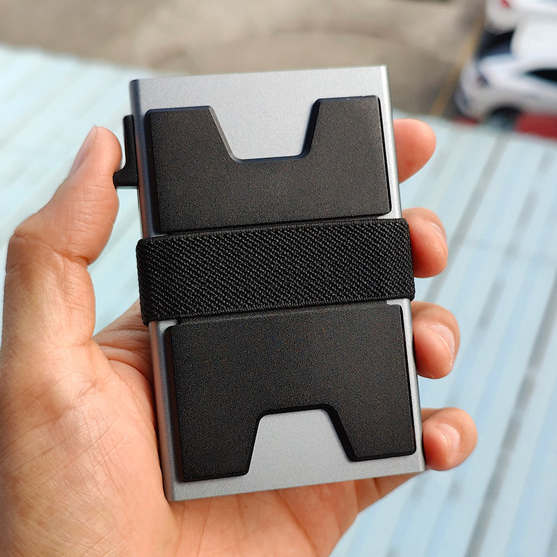 Support de carte de portefeuille en alliage d'aluminium magnétique RFID pour hommes
