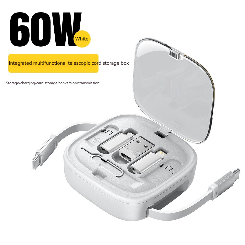 Data Cable Flexible Wire Storage 60W charge rapide Multi-fonction Mobile Téléphone Charger In